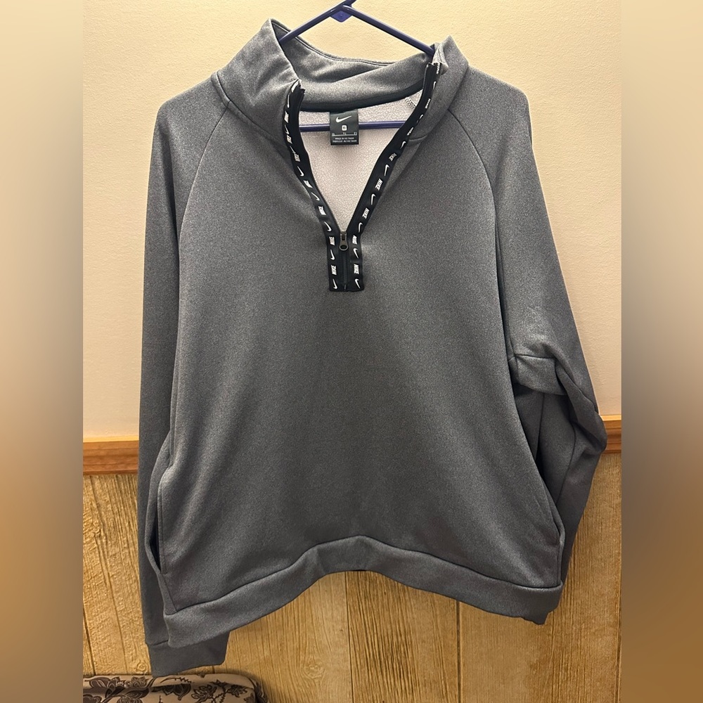 Nike Gray Quarter-Zip Pullover with Black Trim